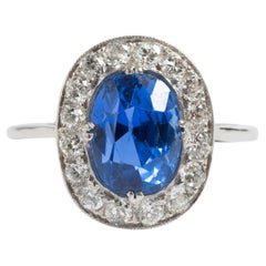 Antique Platinum Diamond (est 0.55ct) and Sapphire (est 3.00ct) Cluster Ring...1890..