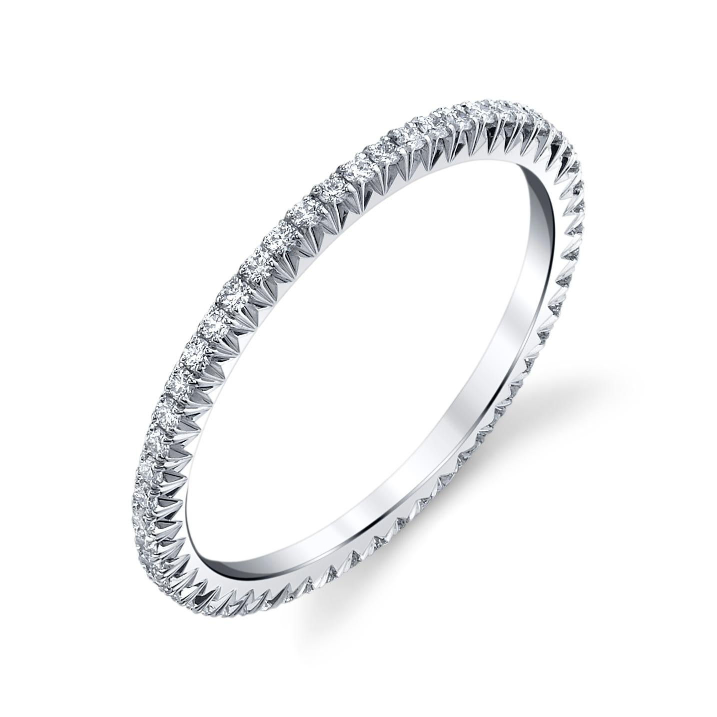 Modernist Platinum Diamond Eternity Band .27ct For Sale