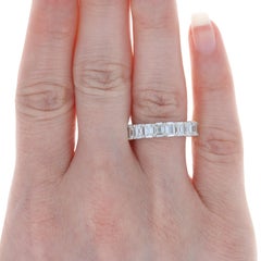 Platinum Diamond Eternity Band, Emerald Cut 5.05 Carat Women's Wedding Ring