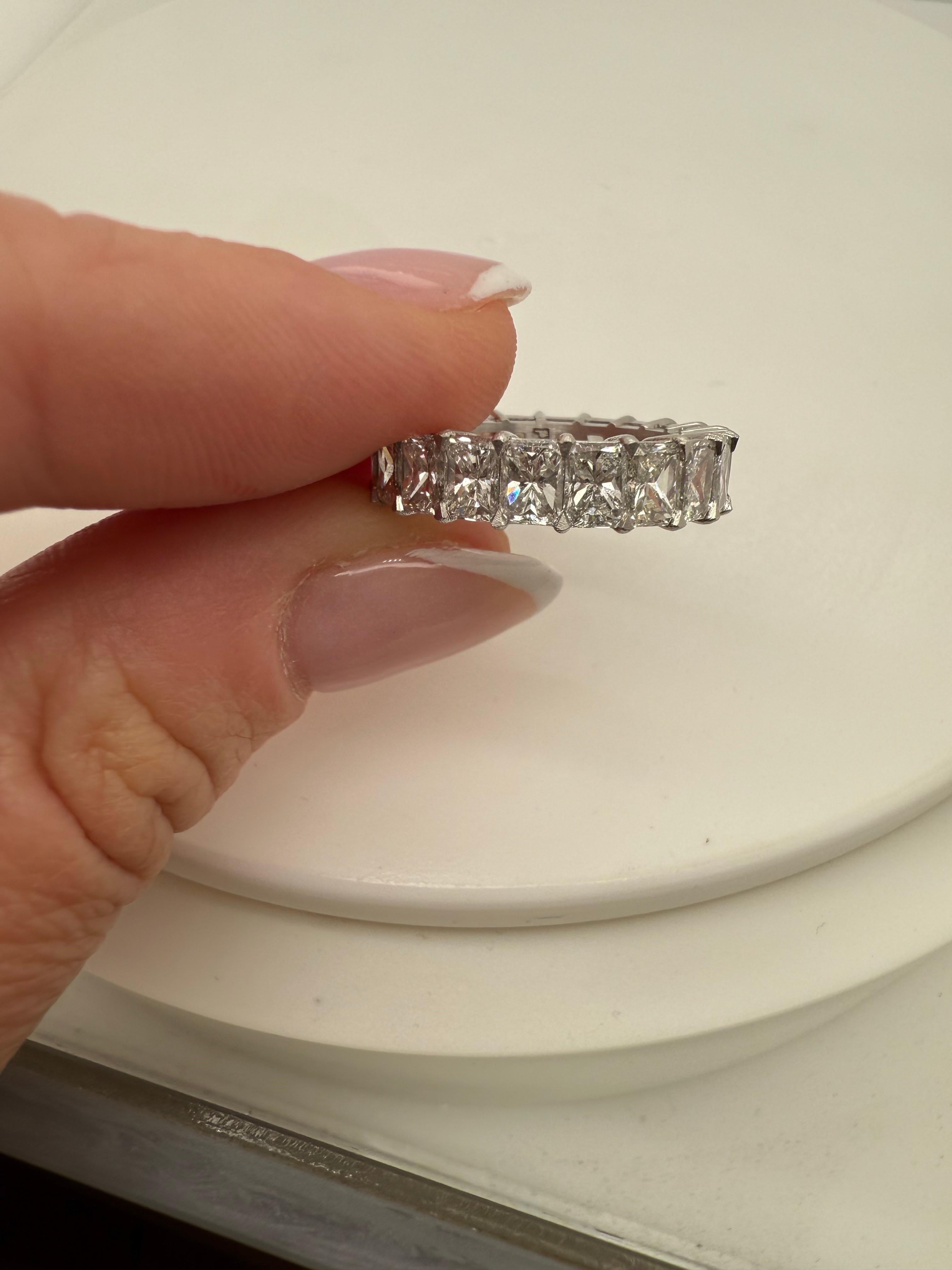 Emerald Cut Platinum Diamond eternity band rectangular diamond band PT950 For Sale