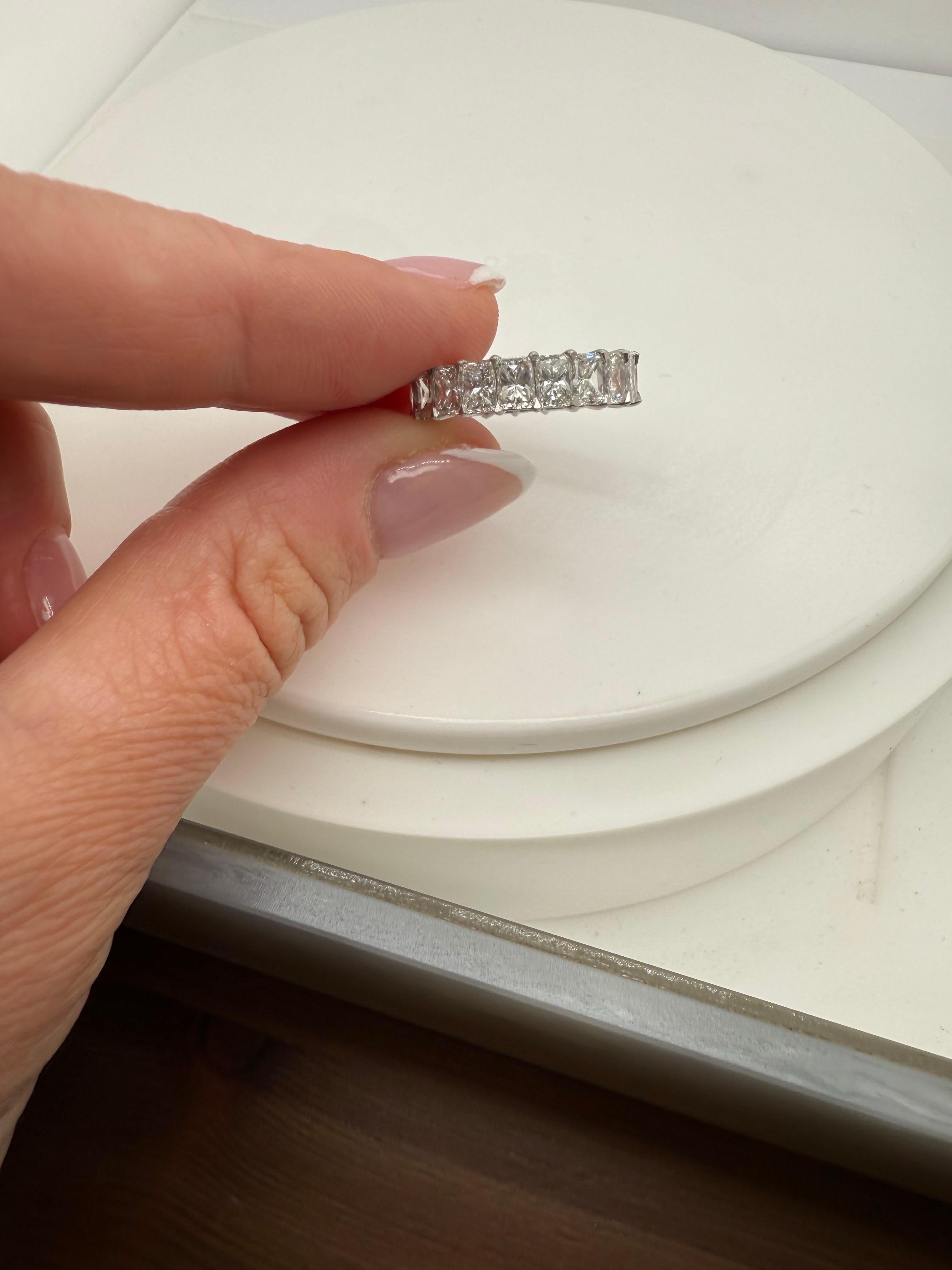 Women's or Men's Platinum Diamond eternity band rectangular diamond band PT950 For Sale