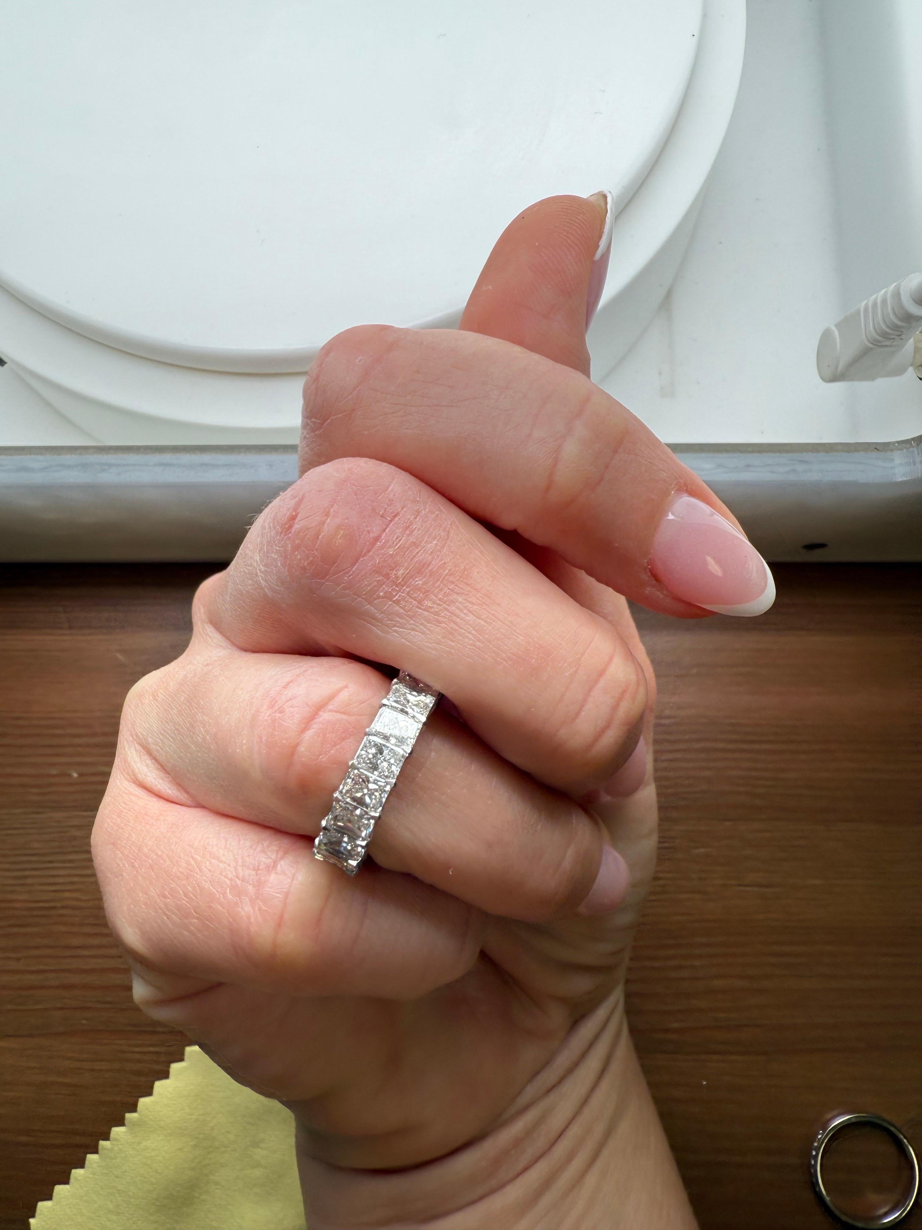 Platinum Diamond eternity band rectangular diamond band PT950 For Sale 4