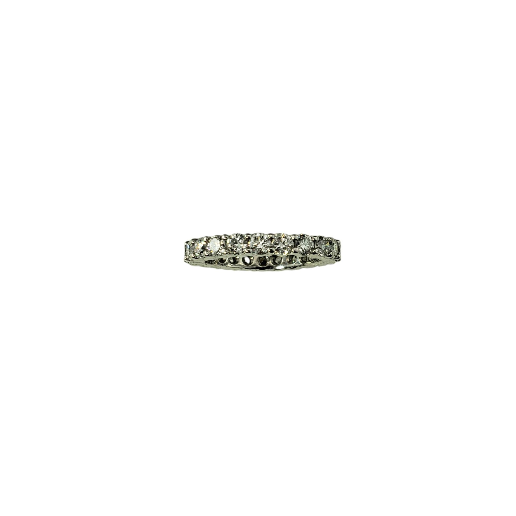 Platinum Diamond Eternity Band Ring Size 6.75-7

This sparkling eternity band features 22 round brilliant diamonds set in classic platinum. 

Width: 3 mm.

Approximate total diamond weight: 2.0-2.20 ct.

Diamond color: G-I

Diamond clarity: