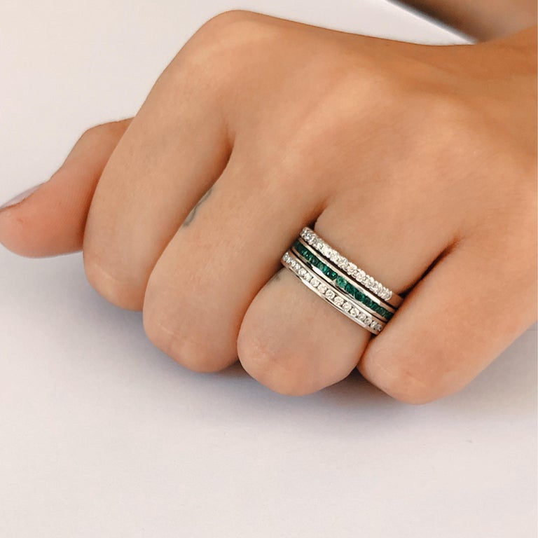 Platinum Diamond Eternity Band with Fine Milgrain Edge at 1stDibs