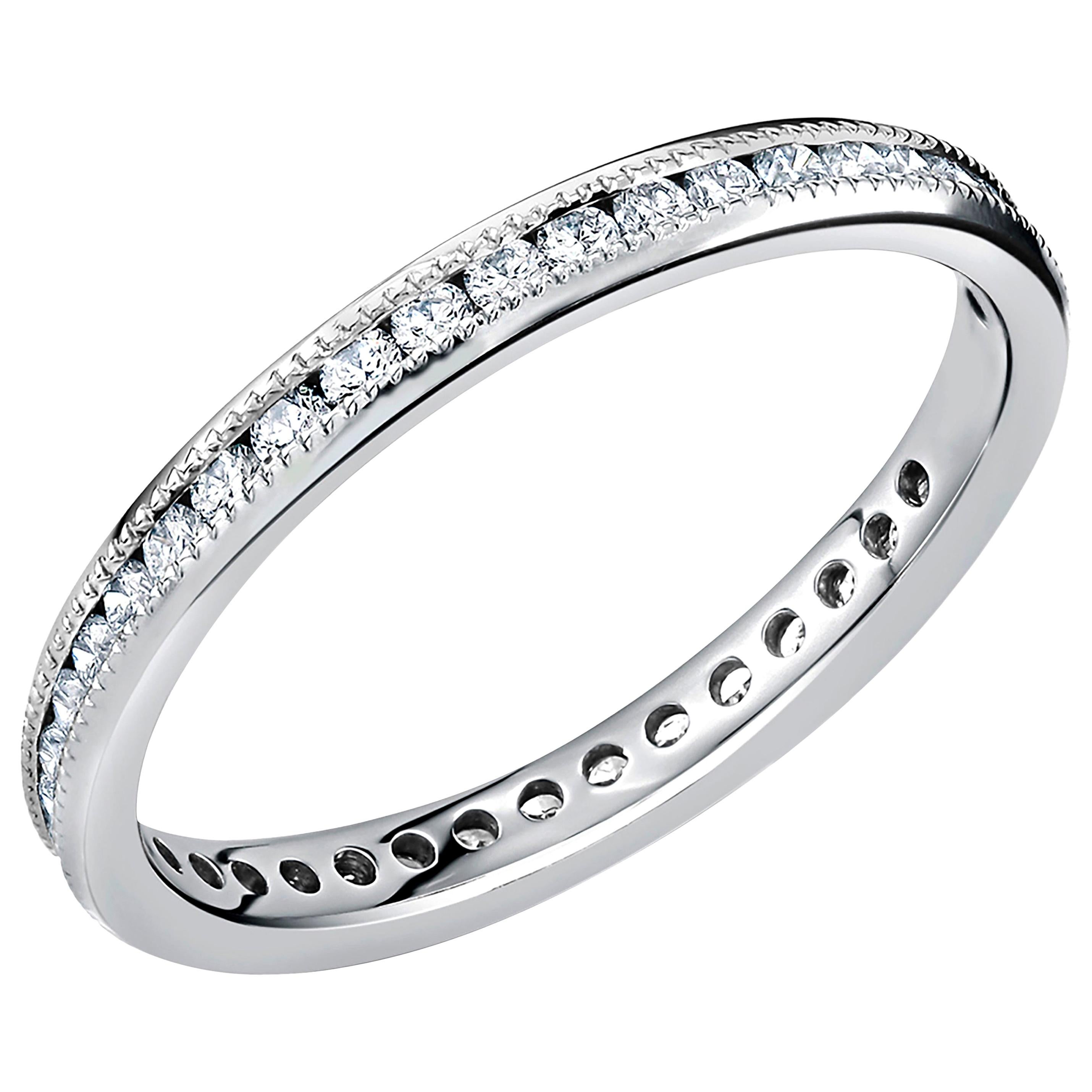 Platinum Diamond Eternity Band with Fine Milgrain Edge at 1stDibs