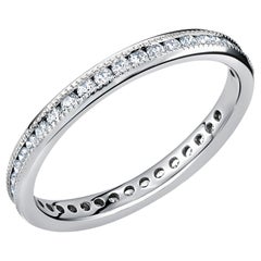 milgrain eternity ring Platinum Diamond Eternity Band with Fine Milgrain Edge