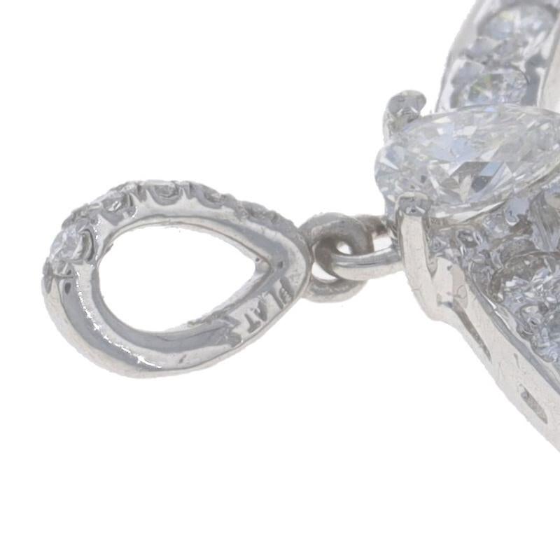 Platinum Diamond Eternity Halo Pendant - Pear & Round 1.28ctw Love Circle In Excellent Condition For Sale In Greensboro, NC