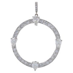 Platinum Diamond Eternity Halo Pendant - Pear & Round 1.28ctw Love Circle