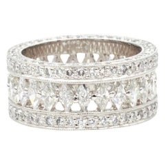 Superbe bague d'éternité en platine et diamants 4,80 carats, taille 6, designer RGC, F/VS2