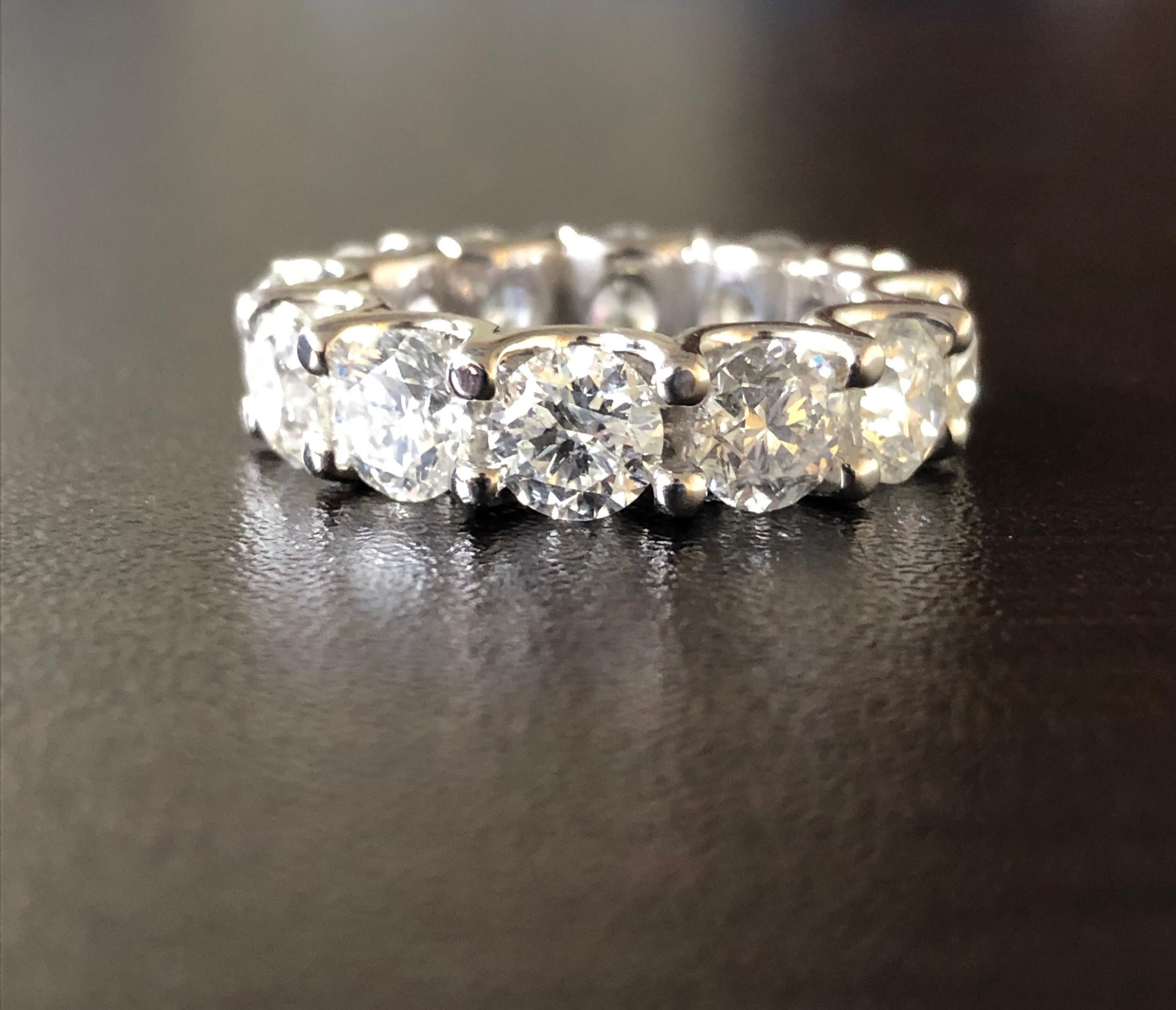 Modern Platinum Diamond Eternity Ring 8.50 Carats For Sale