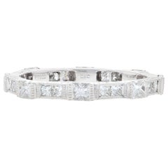 Platinum Diamond Eternity Ring, 900 Princess 1.25 Carat Wedding Band