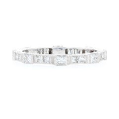 Platinum Diamond Eternity Ring, 900 Princess 1.25 Carat Wedding Band