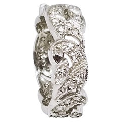 Anneau d'éternité en platine avec motif tourbillonnant rétro pour mariage d'anniversaire de 0,70 carat et diamants