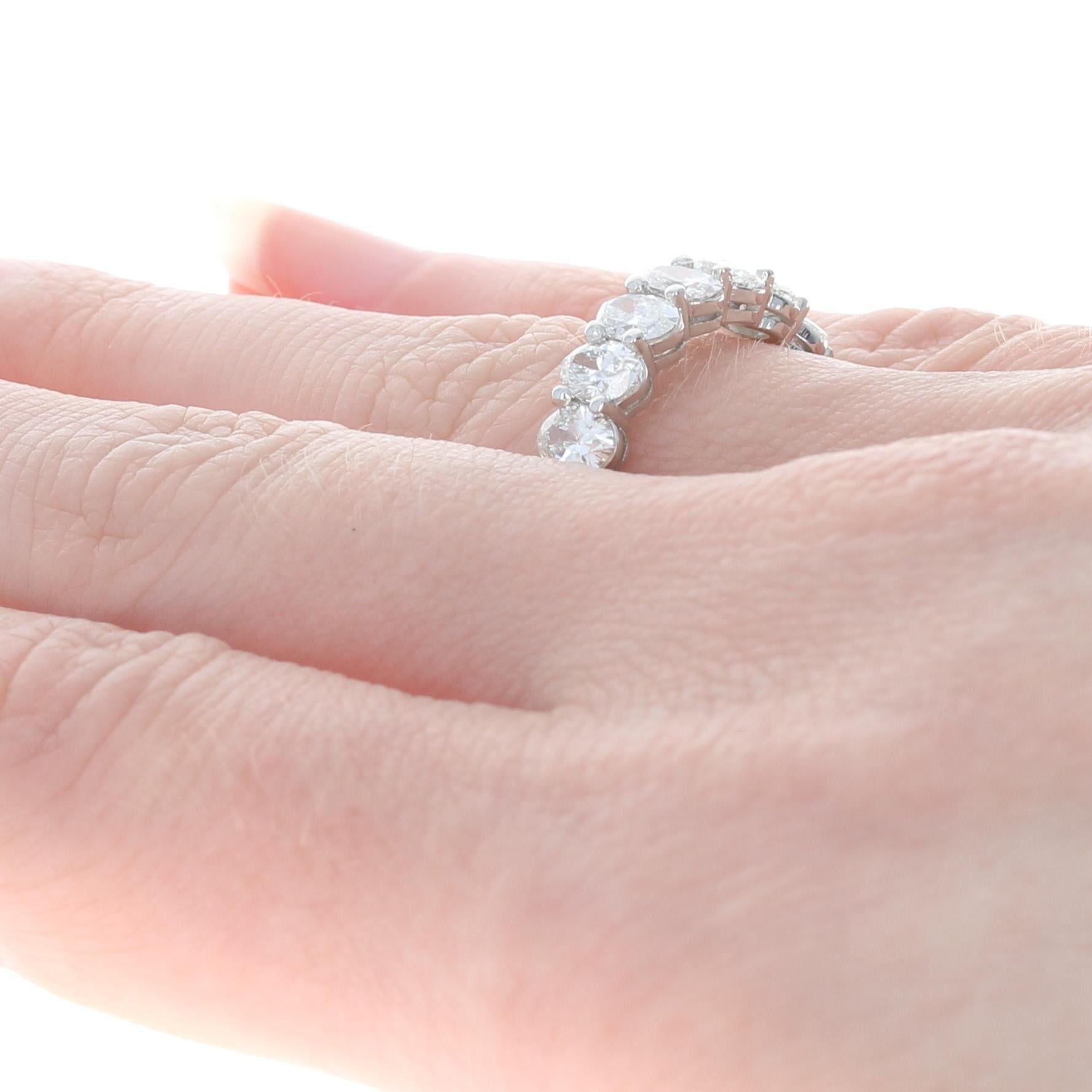 Platinum Diamond Eternity Wedding Band, Oval Cut 3.62 Carat Anniversary Ring In New Condition In Greensboro, NC