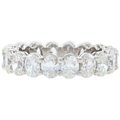Platinum Diamond Eternity Wedding Band, Oval Cut 3.62 Carat Anniversary Ring