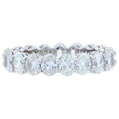 Platinum Diamond Eternity Wedding Band Oval Cut 3.65 Carat Anniversary Ring