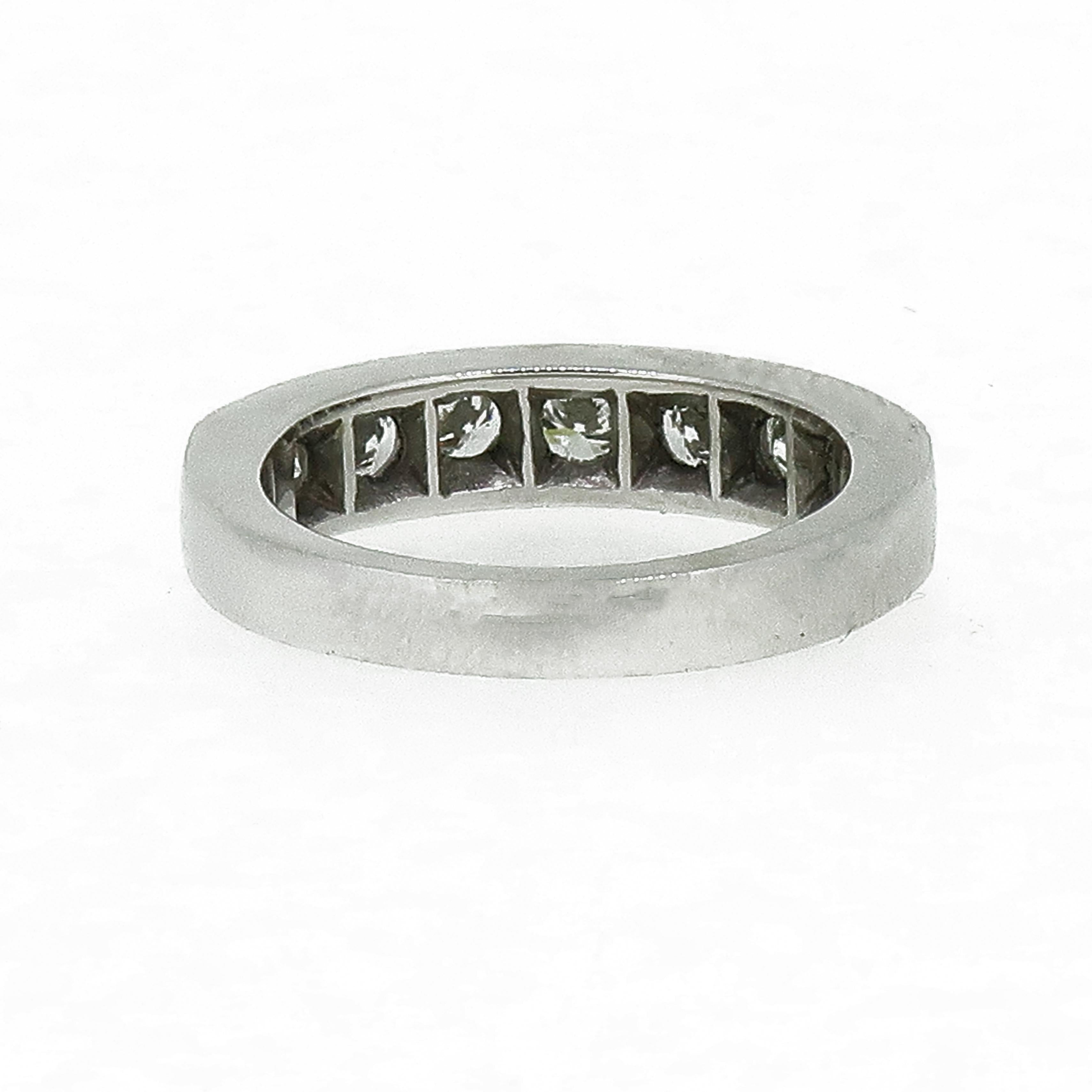 Art Deco Platinum Diamond Eternity Wedding Band Ring For Sale