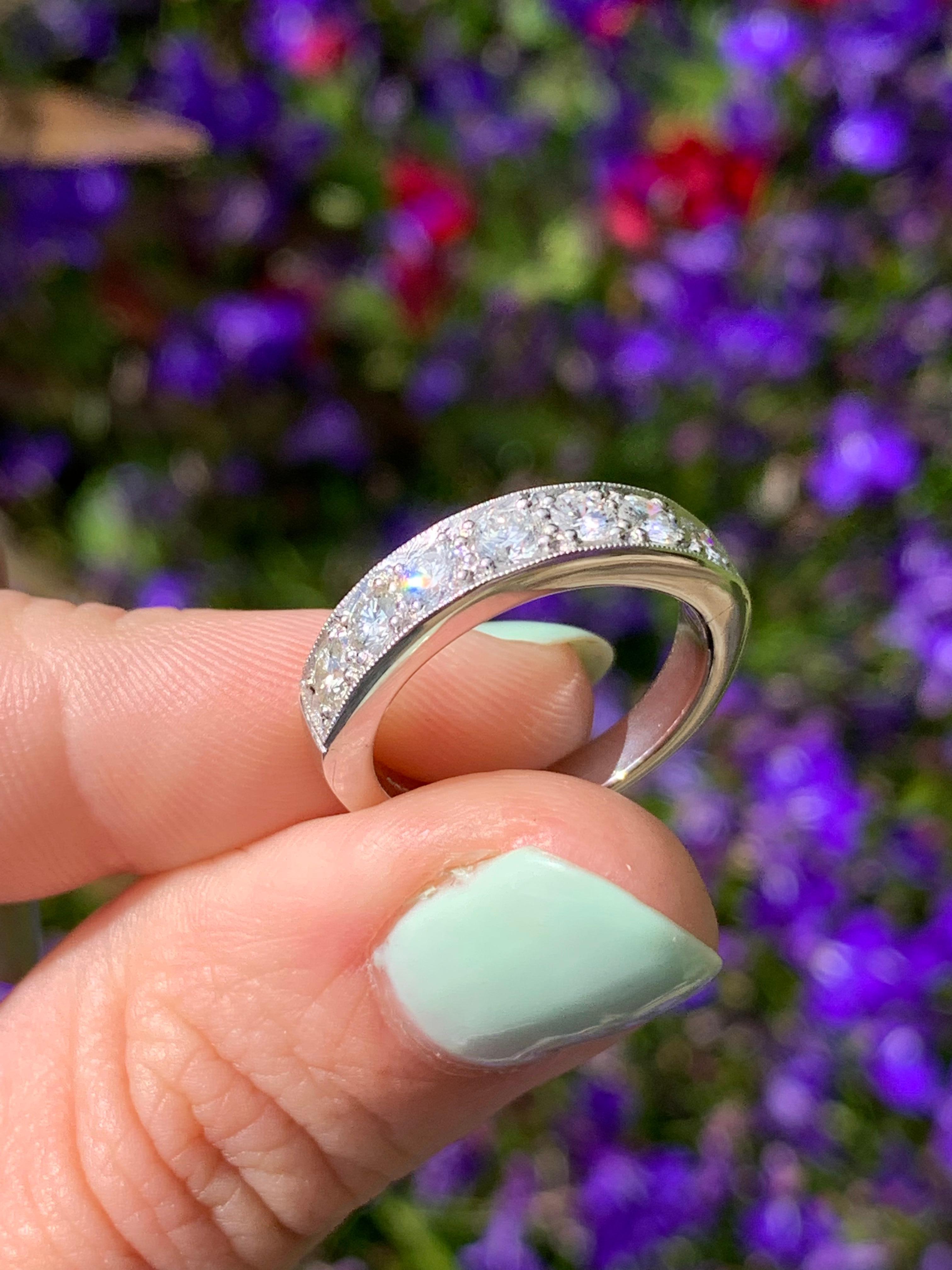 Platinum Diamond Eternity Wedding Band Ring For Sale 1