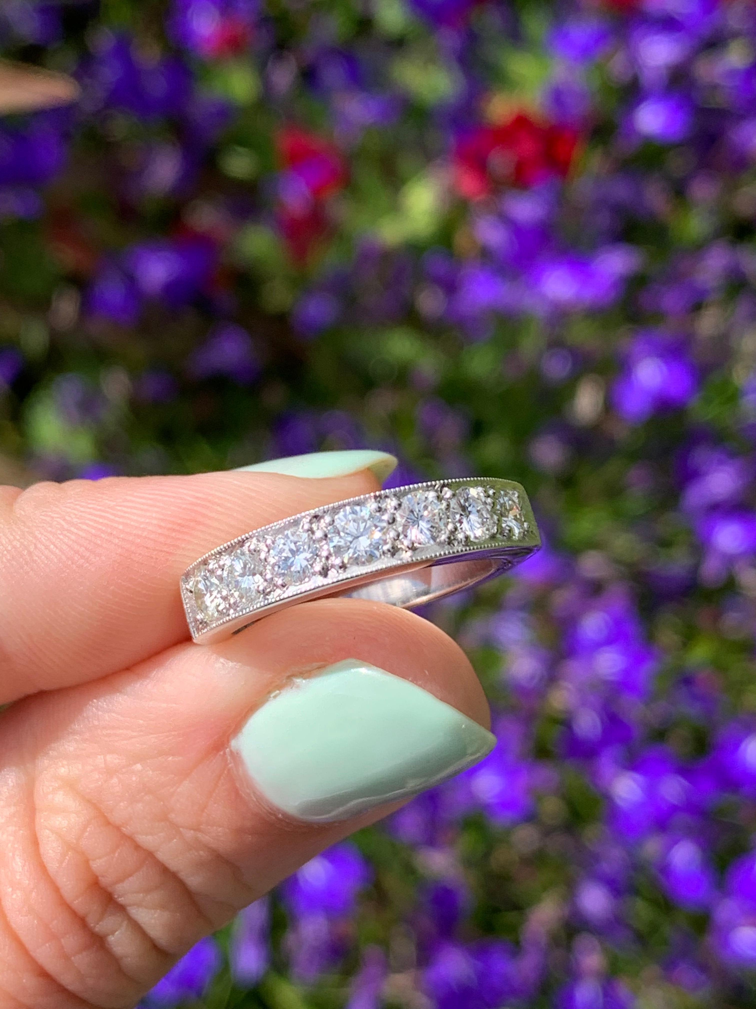 Platinum Diamond Eternity Wedding Band Ring For Sale 2
