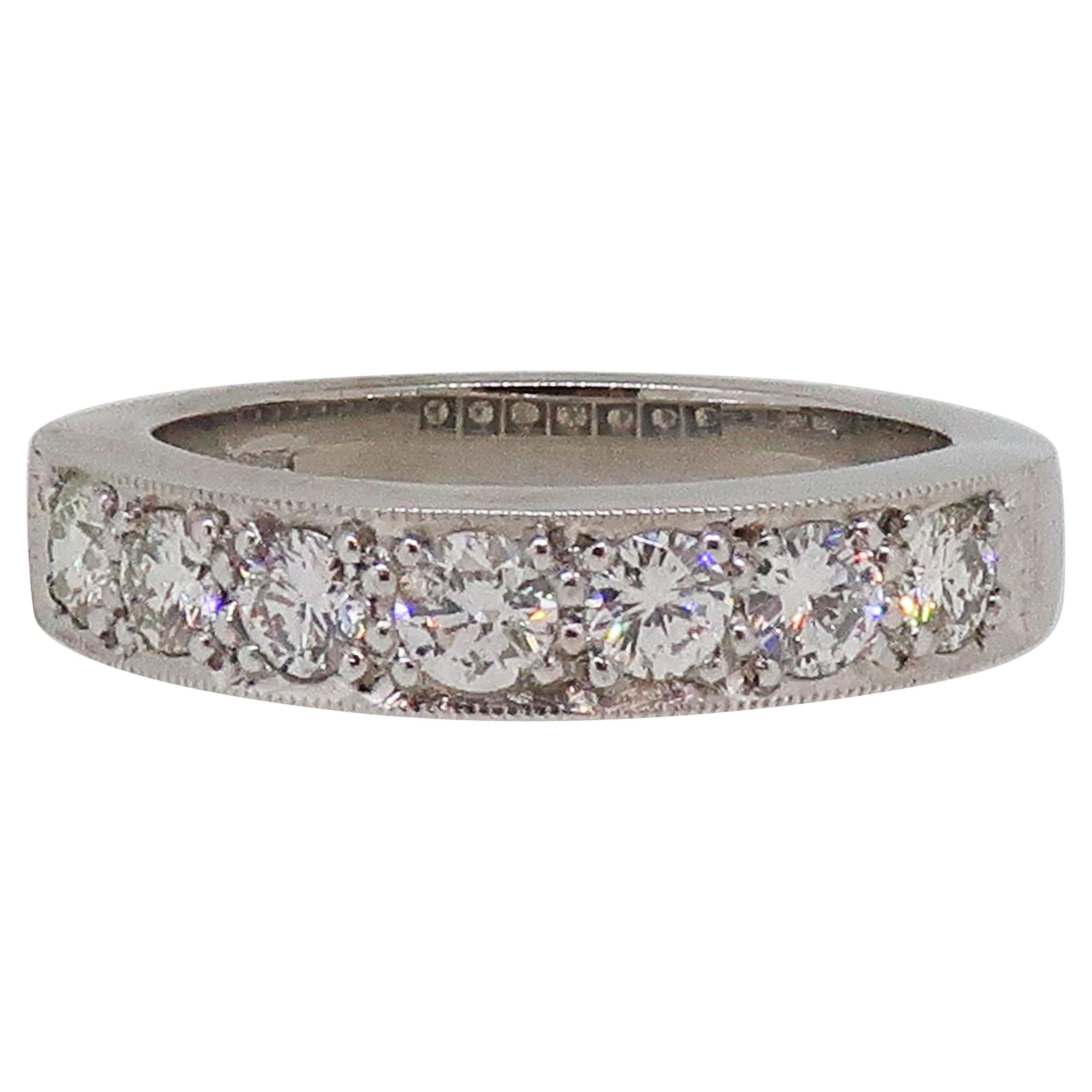 Platinum Diamond Eternity Wedding Band Ring For Sale