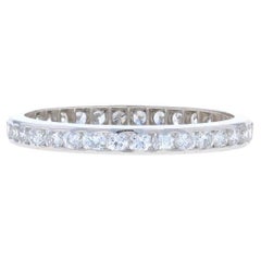 Platinum Diamond Eternity Wedding Band - Round .44ctw Stackable Ring Sz 5 1/2