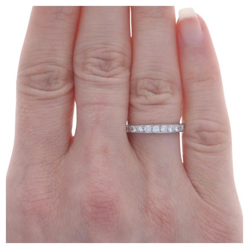 Platinum Diamond Eternity Wedding Band - Round Brilliant 1.25ctw Ring Sz 6 For Sale