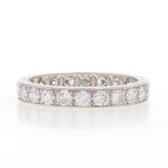 Platinum Diamond Eternity Wedding Band Transitional Rnd 1.54ctw Etched Ring Sz 6