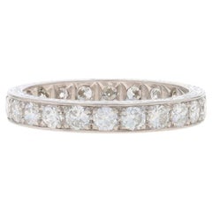 Platinum Diamond Eternity Wedding Band Transitional Rnd 1.54ctw Etched Ring Sz 6