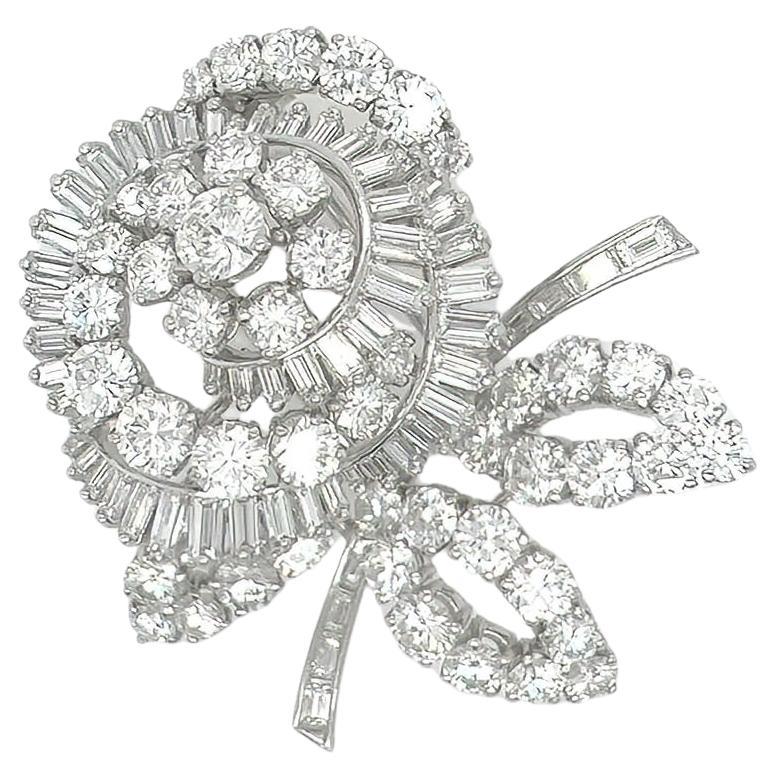 Broche Floral Diamante Platino