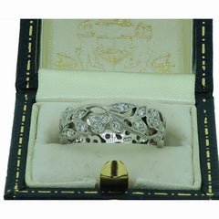 Platinum Diamond Floral Eternity Wedding Band Ring