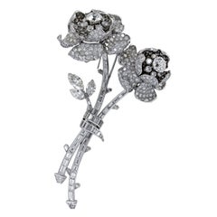 Platinum Diamond Flower Brooch, circa 1950