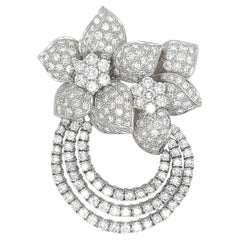Platinum Diamond Flower Cluster Brooch