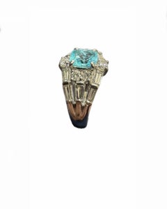 Platinum Diamond GIA Certified 0.79 Carat Brazilian Paraiba Tourmaline Ring