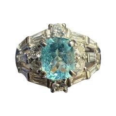 Platinum Diamond GIA Certified 0.79 Carat Brazilian Paraiba Tourmaline Ring