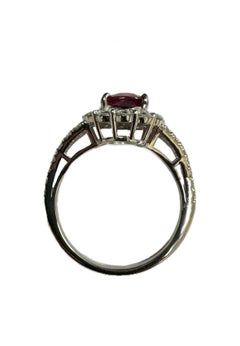 Platinum Diamond GIA Certified 1.56 Carat Ruby Engagement Ring