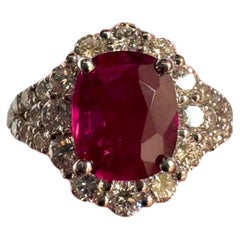 Platinum Diamond GIA Certified 1.56 Carat Ruby Engagement Ring