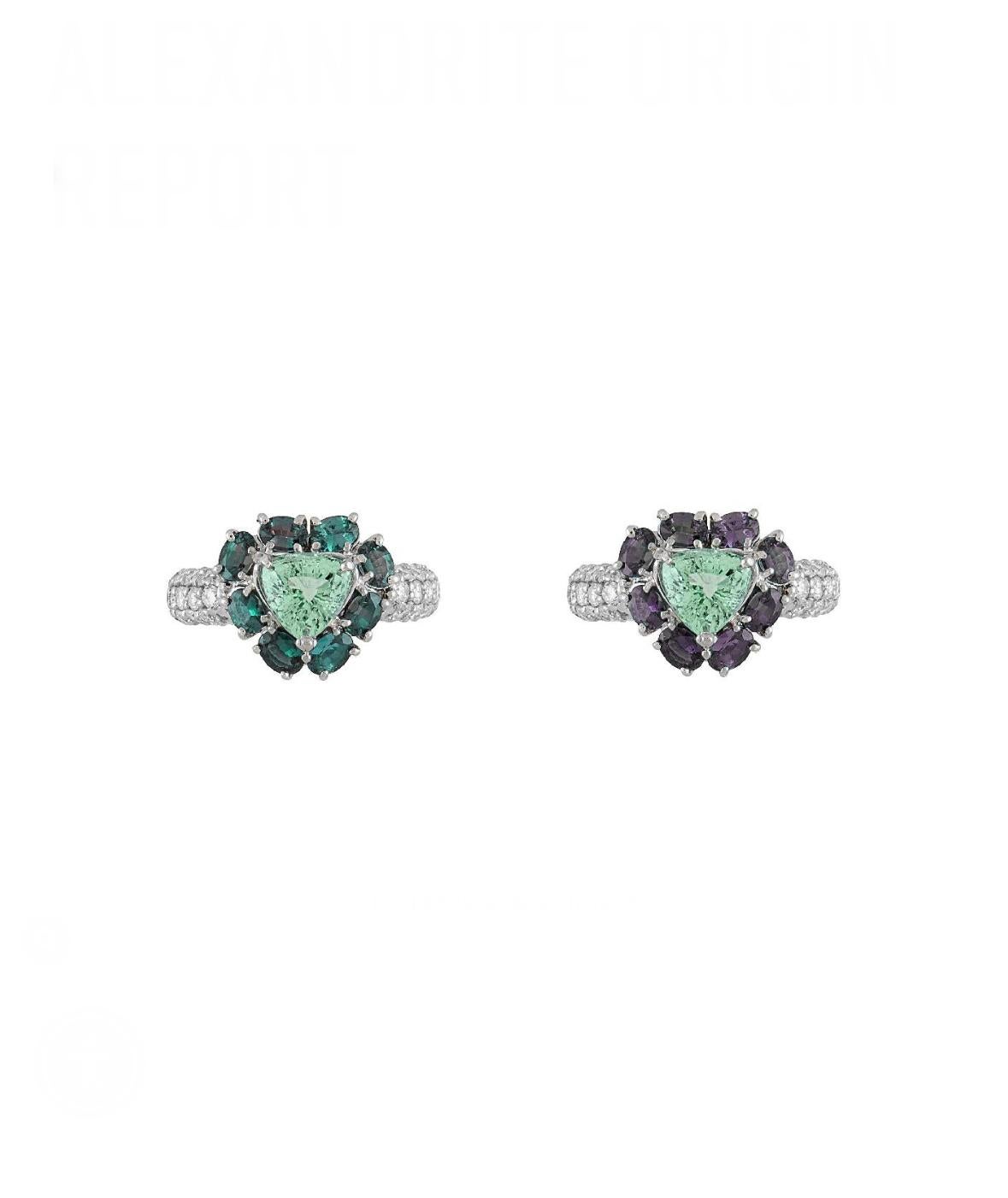 DeKara Designs Collection

A Truly Rare and Amazing Ring Made With Rare Stones to Create An Exceptional Ring.

Metal- 90% Platinum, 10% Iridium.

Stones- 1 GIA Certified Triangular/Trillion Cut Bluish Green Paraiba Tourmaline 1.29 Carats, GIA