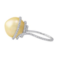 Platinum Diamond Gold Pearl Ring