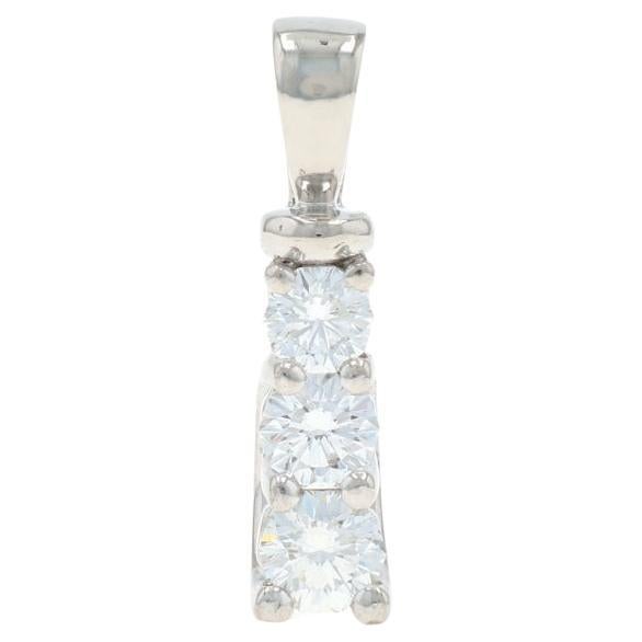 Platinum Diamond Graduated Three-Stone Journey Pendant Decagon 10 HA .50ctw For Sale