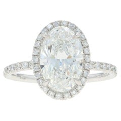 Platin Diamant Halo Verlobungsring - 950 Oval 3,76ctw GIA