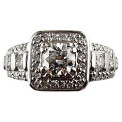 Vintage  Platinum Diamond Halo Engagement Ring Size 6.25