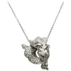 Platinum Diamond Hand Carved "Horse" Head Pendant
