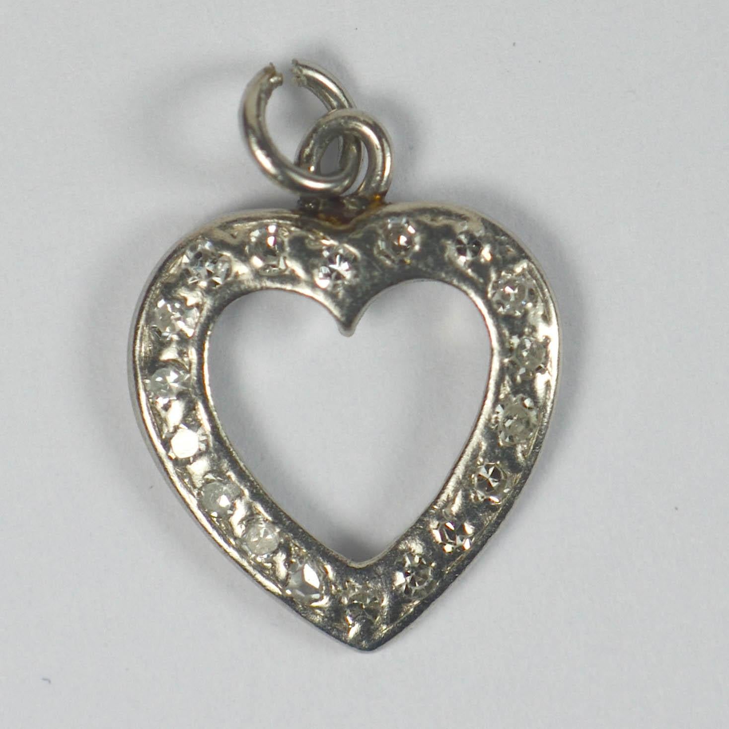 Art Deco Platinum Diamond Heart Charm Pendant