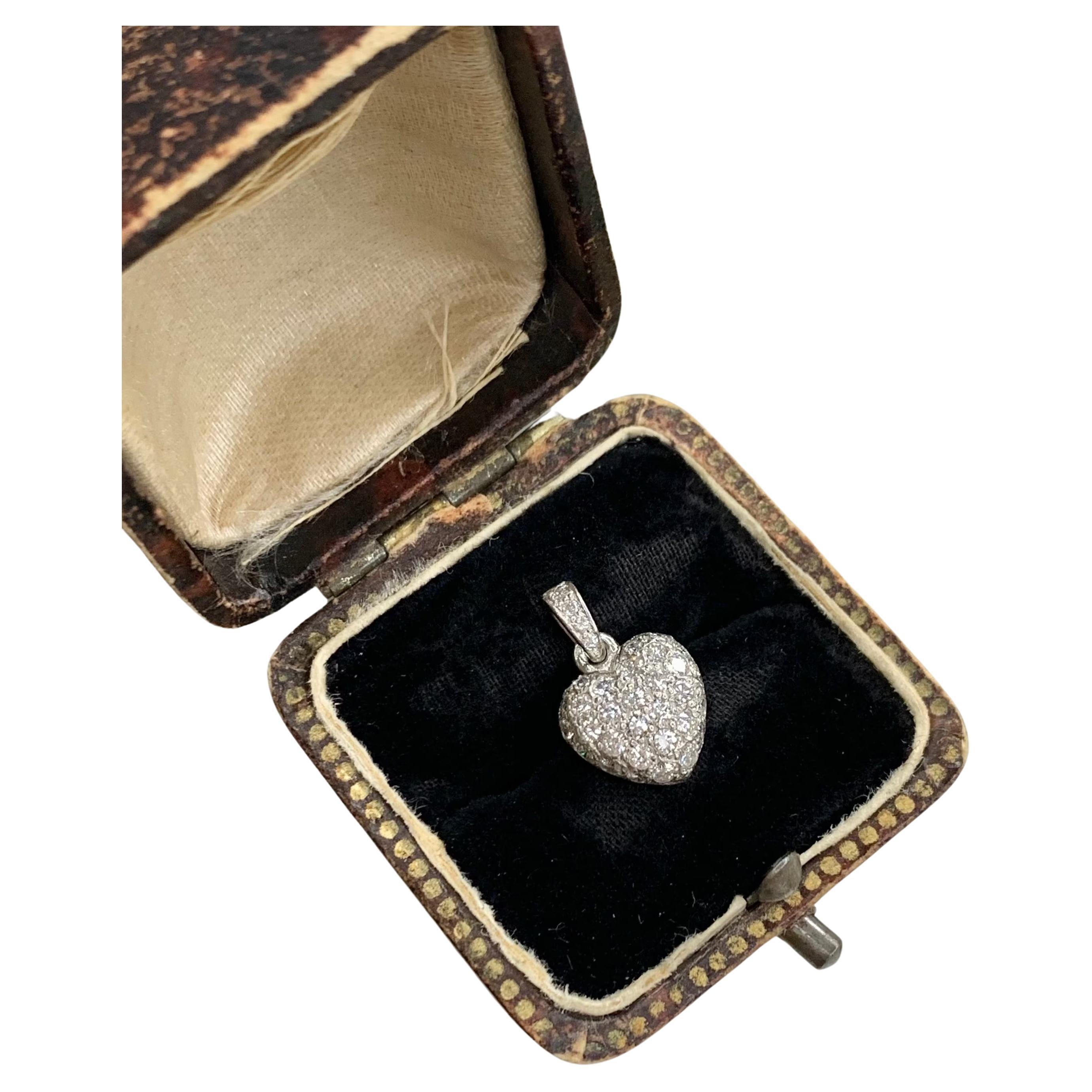 Platinum & Diamond Heart Pendant For Sale