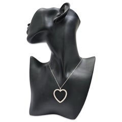 Platinum Diamond Heart Pendant Necklace 2.25ctw Round Diamonds 18 Inch