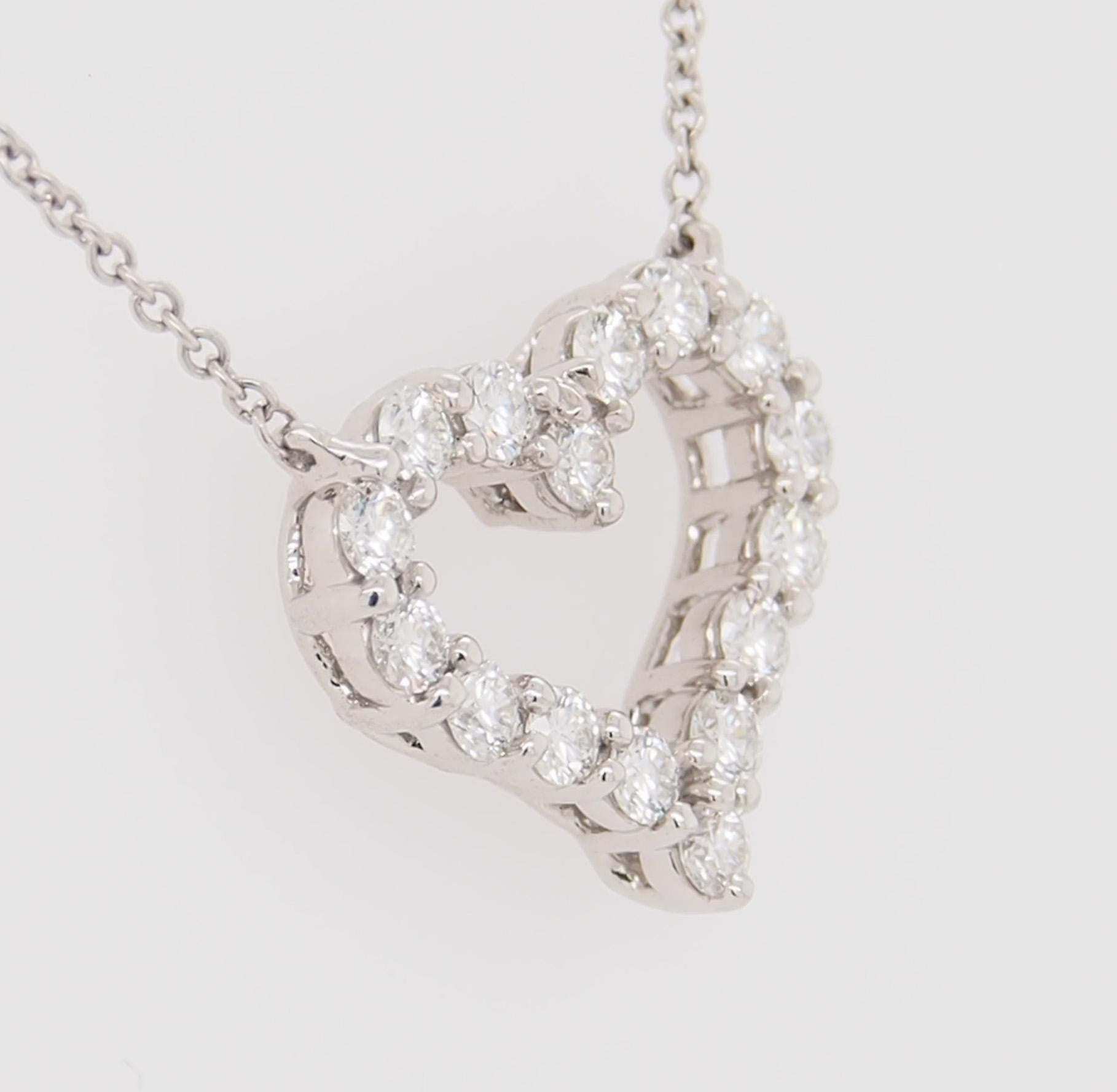 Platinum Diamond Heart Tiffany & Co. White 0.54 Carat In Good Condition In Boca Raton, FL