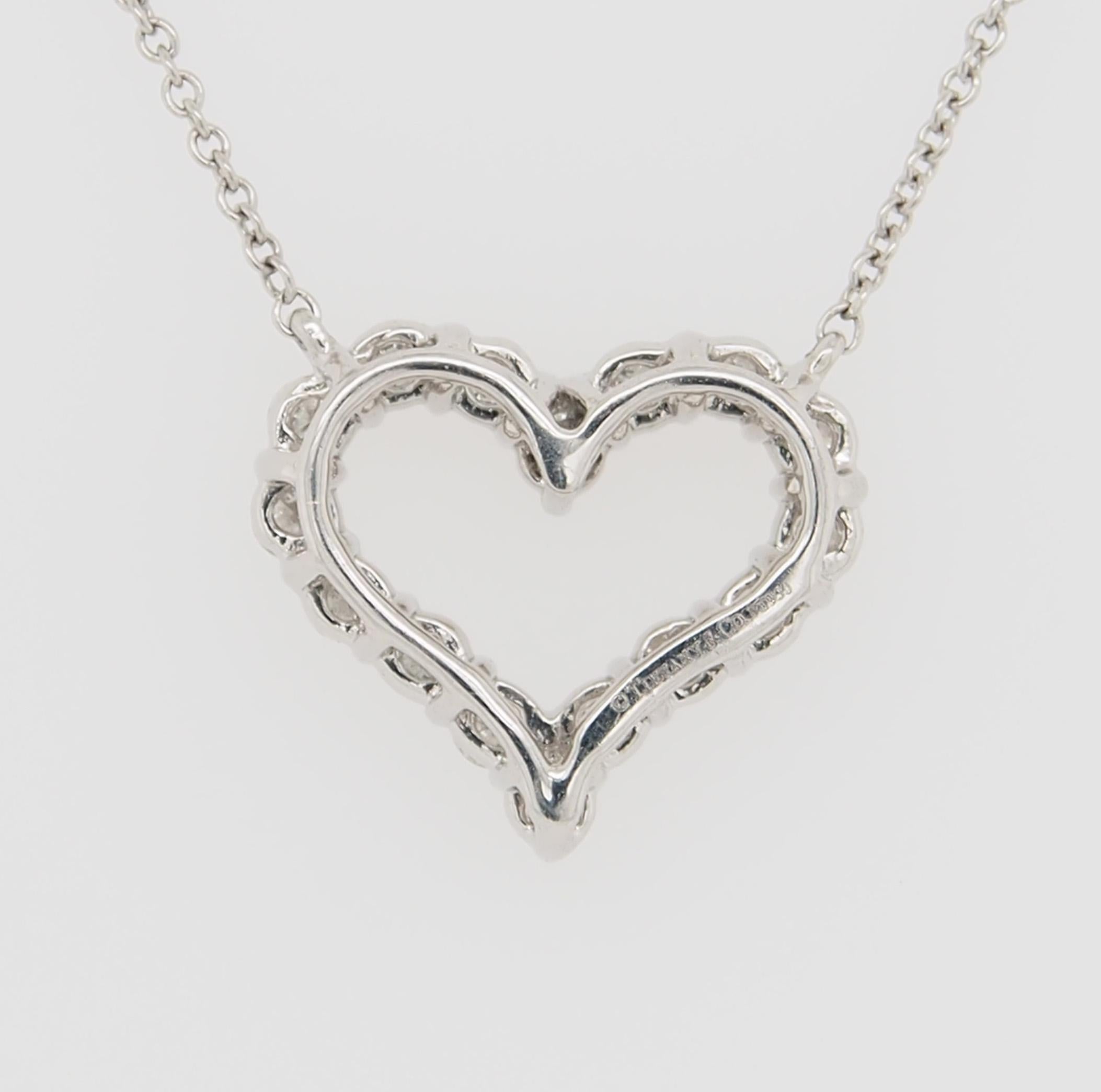 Women's or Men's Platinum Diamond Heart Tiffany & Co. White 0.54 Carat