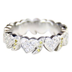 Vintage Platinum Diamond Hearts Eternity Band