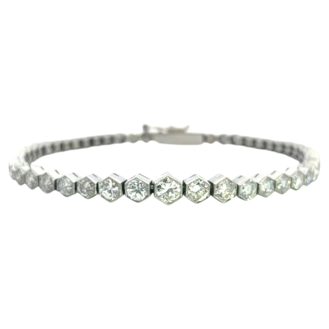 Platinum Diamond Hexagonal Gradient Tennis Bracelet
