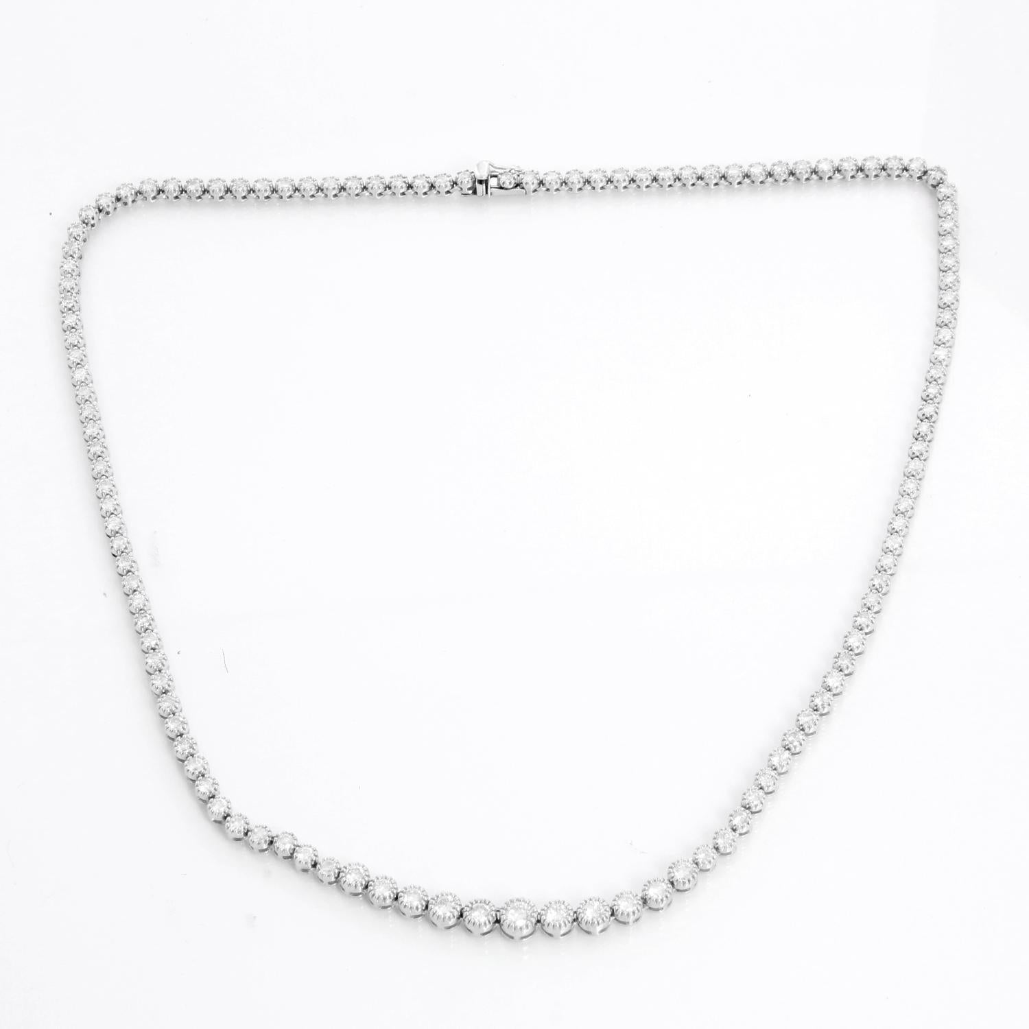 Platinum Diamond Hobnail Tennis Necklace 5 Carats In Excellent Condition For Sale In Dallas, TX
